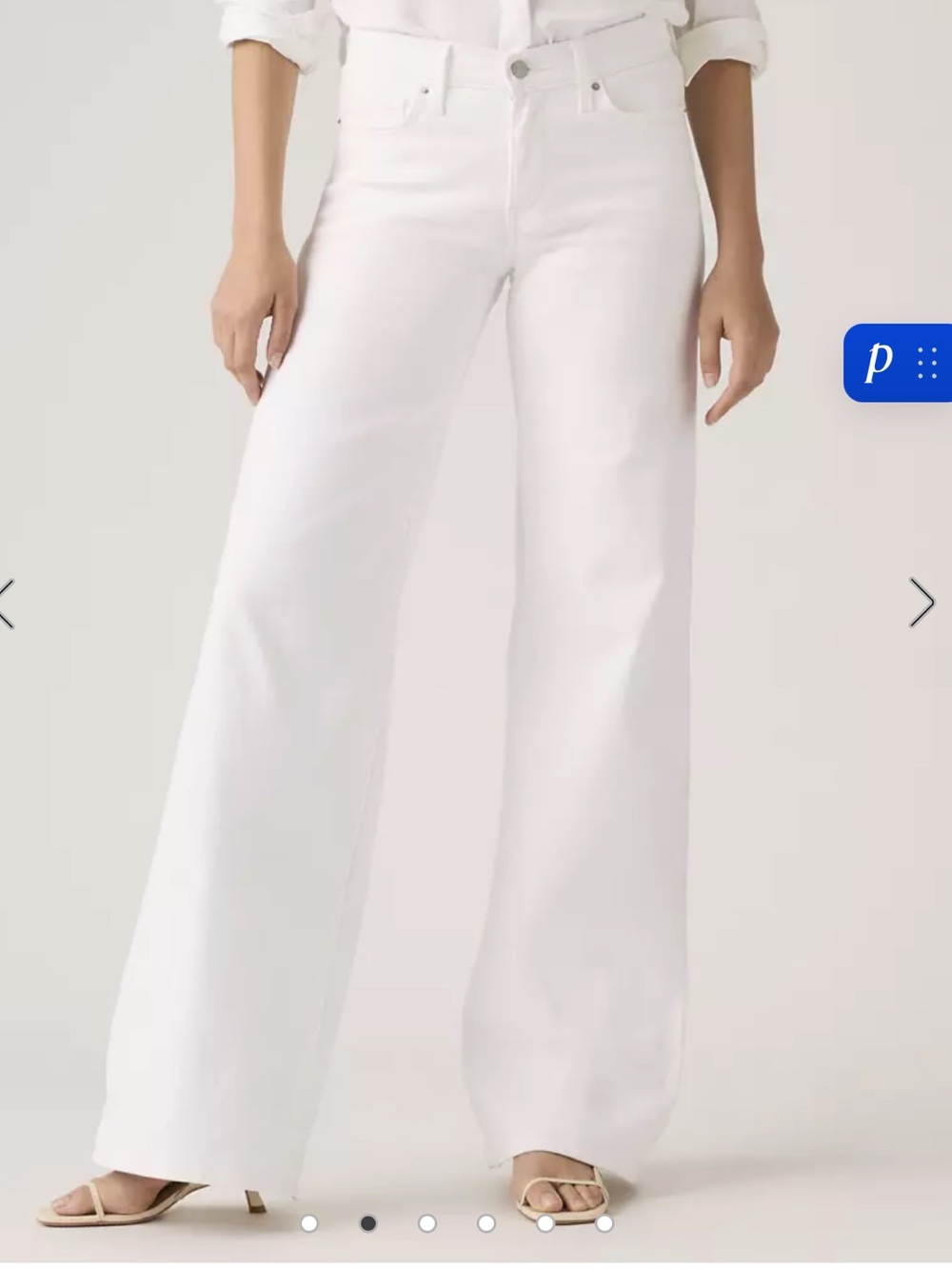 NWT Levi’s Women’s 318 Shaping Wide Leg Jeans Size 27 X 30 Clean White Mid Rise - Picture 2 of 9